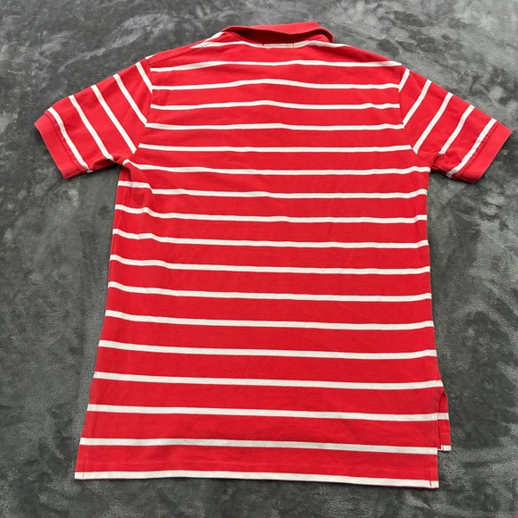 Polo Ralph Lauren Shirt Mens Medium Red White Striped Short Sleeve Polo Preppy - Picture 5 of 9